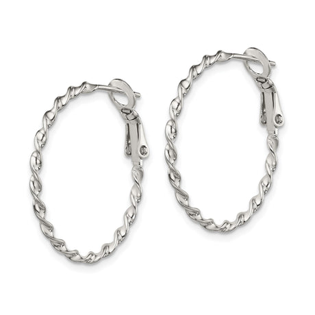 Sterling Silver Hoop Earrings with Twisted Rope Design and High Polish Finish for Women