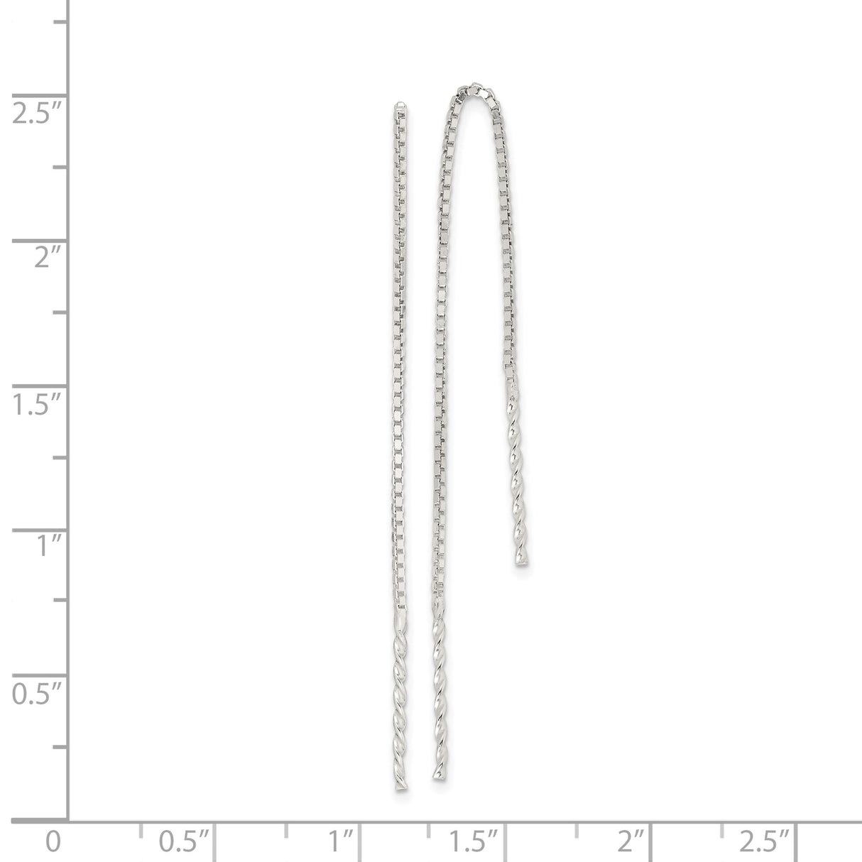 Sterling Silver Threader Earrings with Box Chain and Twisted Ends, Minimalist Drop Style