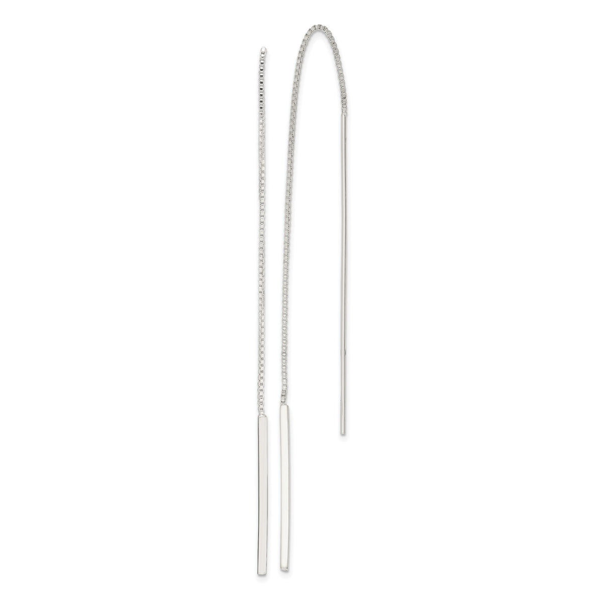 Sterling Silver Threader Earrings, Minimalist Vertical Bar Drop Design for Women
