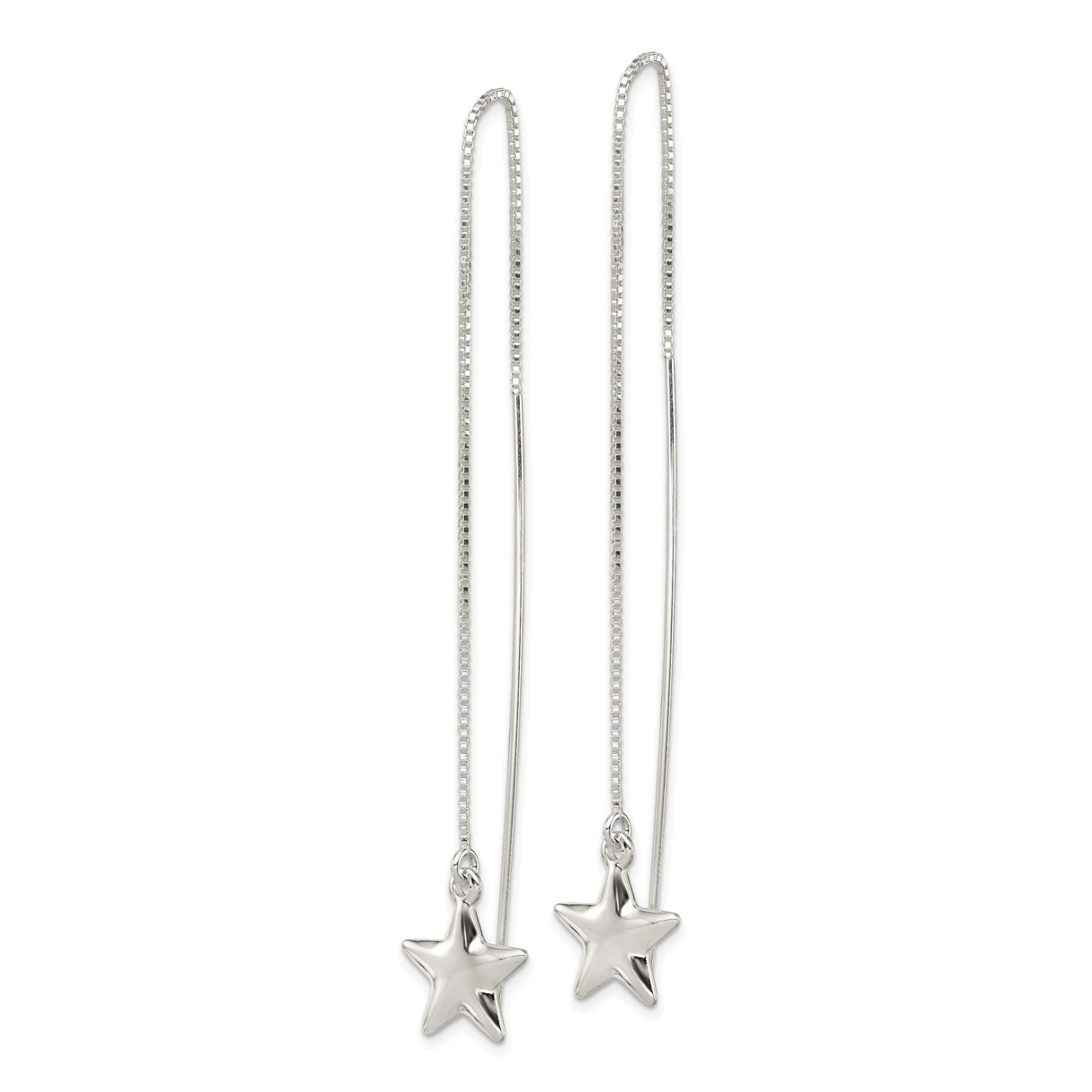 Sterling Silver Threader Earrings with Star Charm, Celestial Minimalist Dangle Design for Women