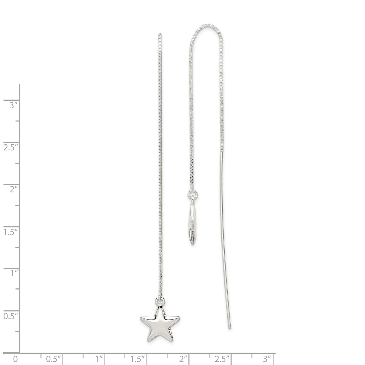 Sterling Silver Threader Earrings with Star Charm, Celestial Minimalist Dangle Design for Women