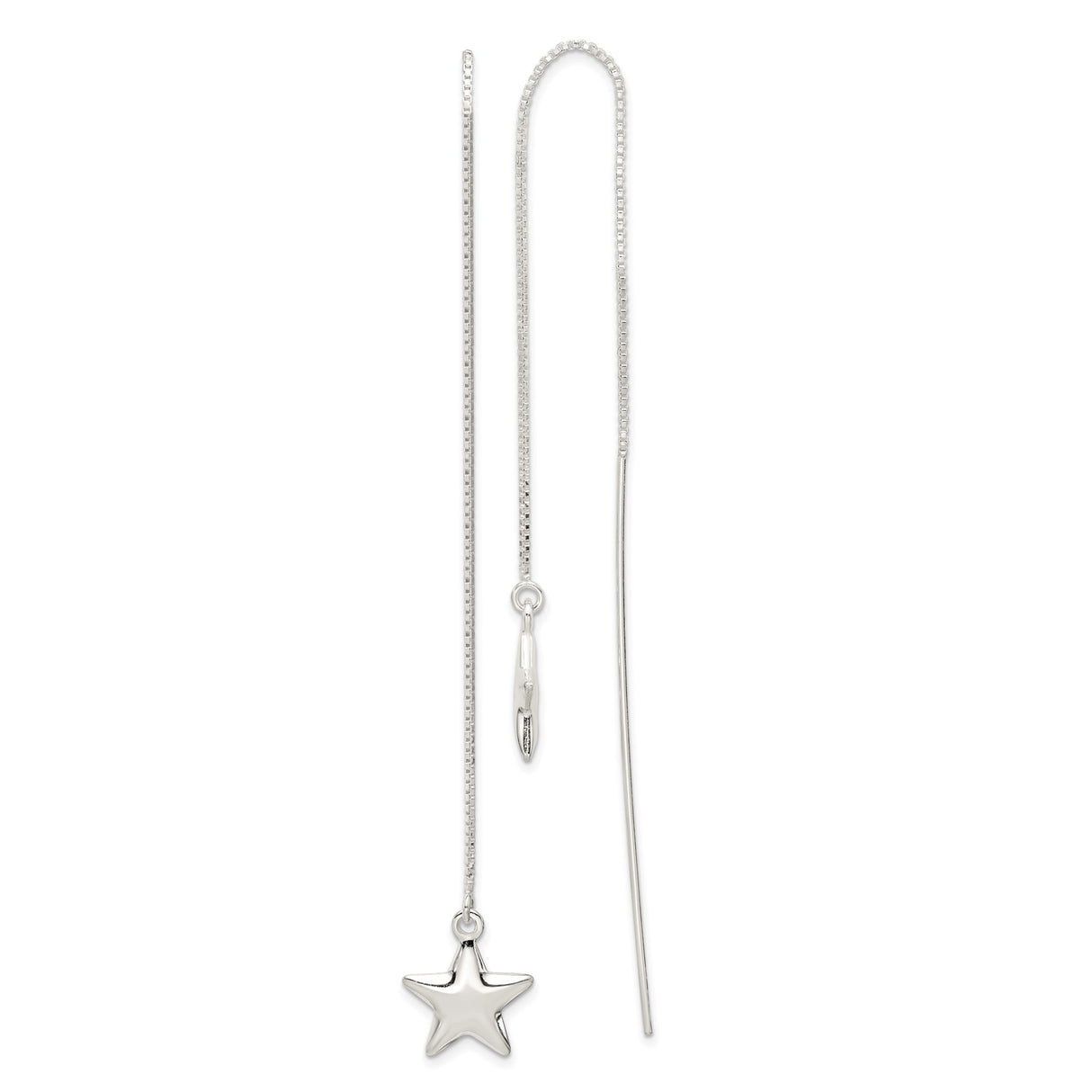 Sterling Silver Threader Earrings with Star Charm, Celestial Minimalist Dangle Design for Women