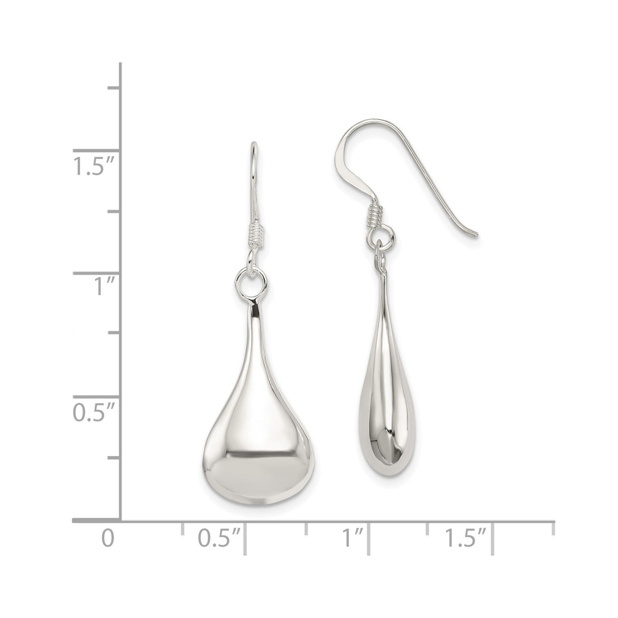 Sterling Silver Teardrop Dangle Earrings, Sleek Minimalist Design for Women