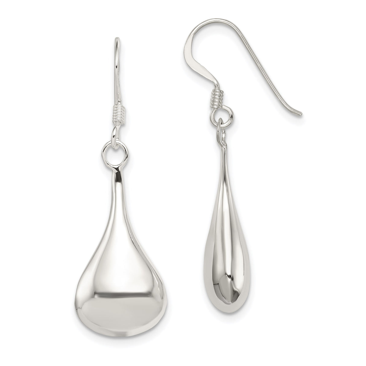 Sterling Silver Teardrop Dangle Earrings, Sleek Minimalist Design for Women
