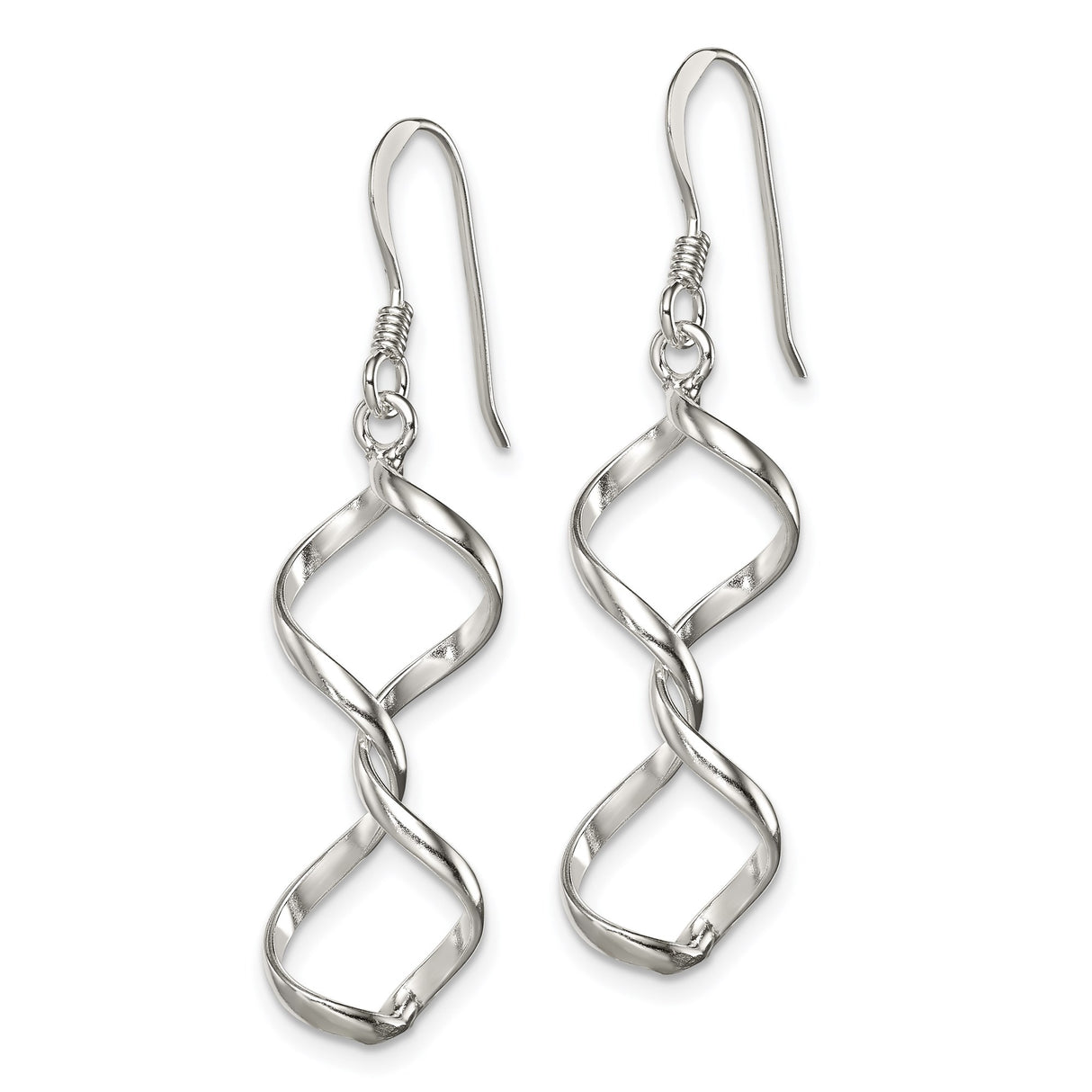 Sterling Silver Spiral Drop Earrings with Open Twist Design for Women