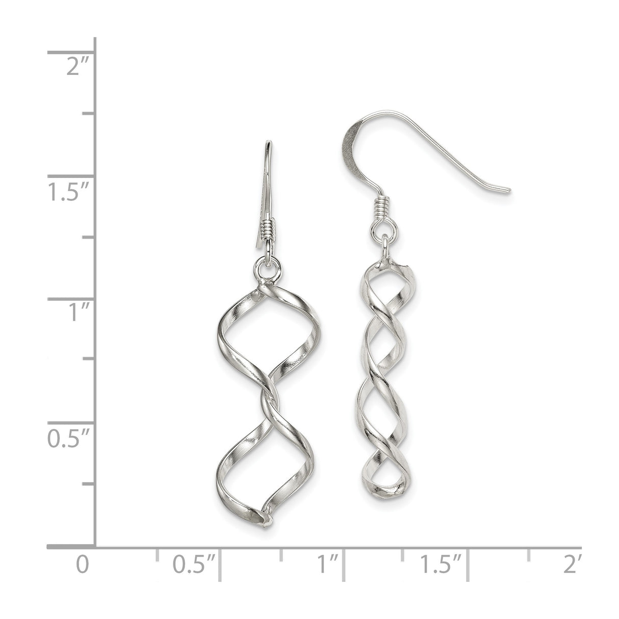 Sterling Silver Spiral Drop Earrings with Open Twist Design for Women