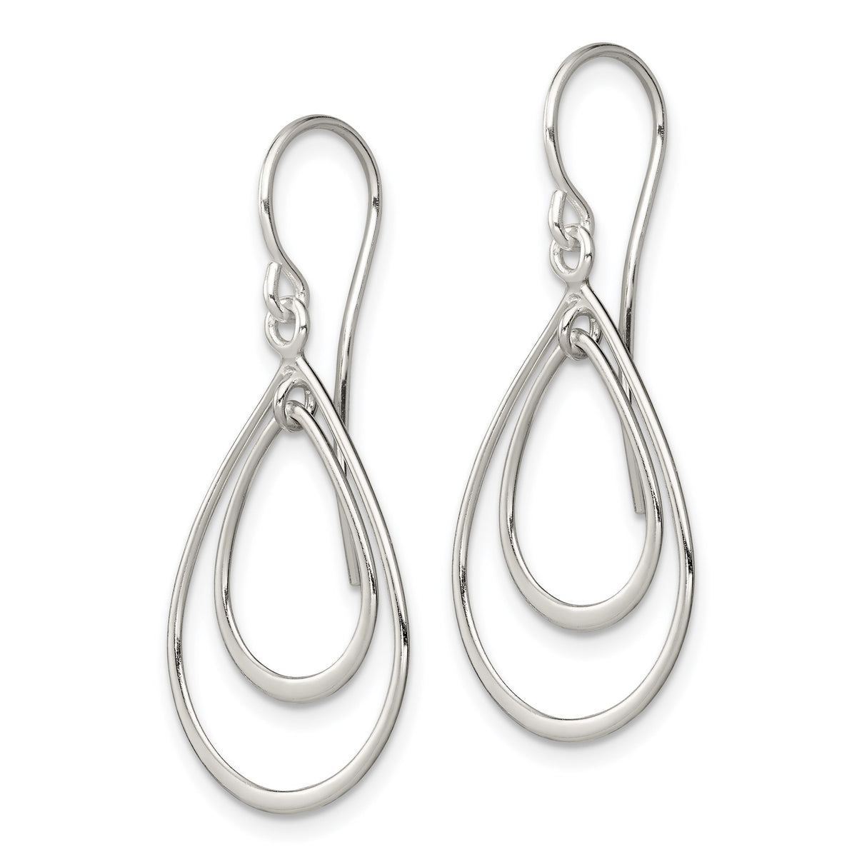 Sterling Silver Teardrop Dangle Earrings with Open Double Loop Design for Women