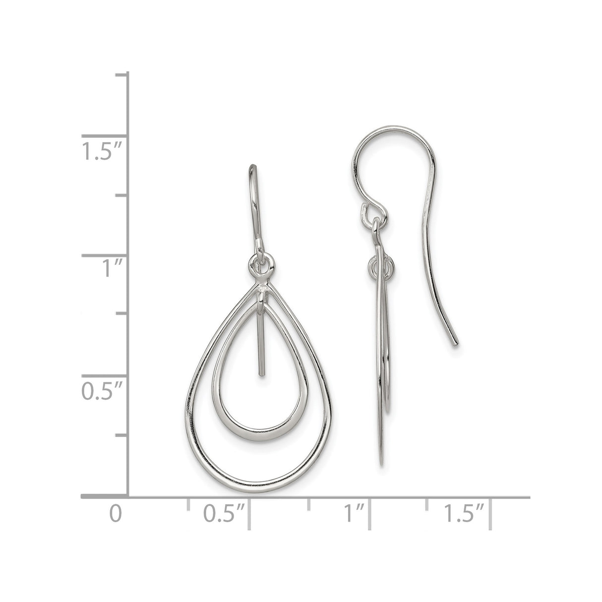 Sterling Silver Teardrop Dangle Earrings with Open Double Loop Design for Women