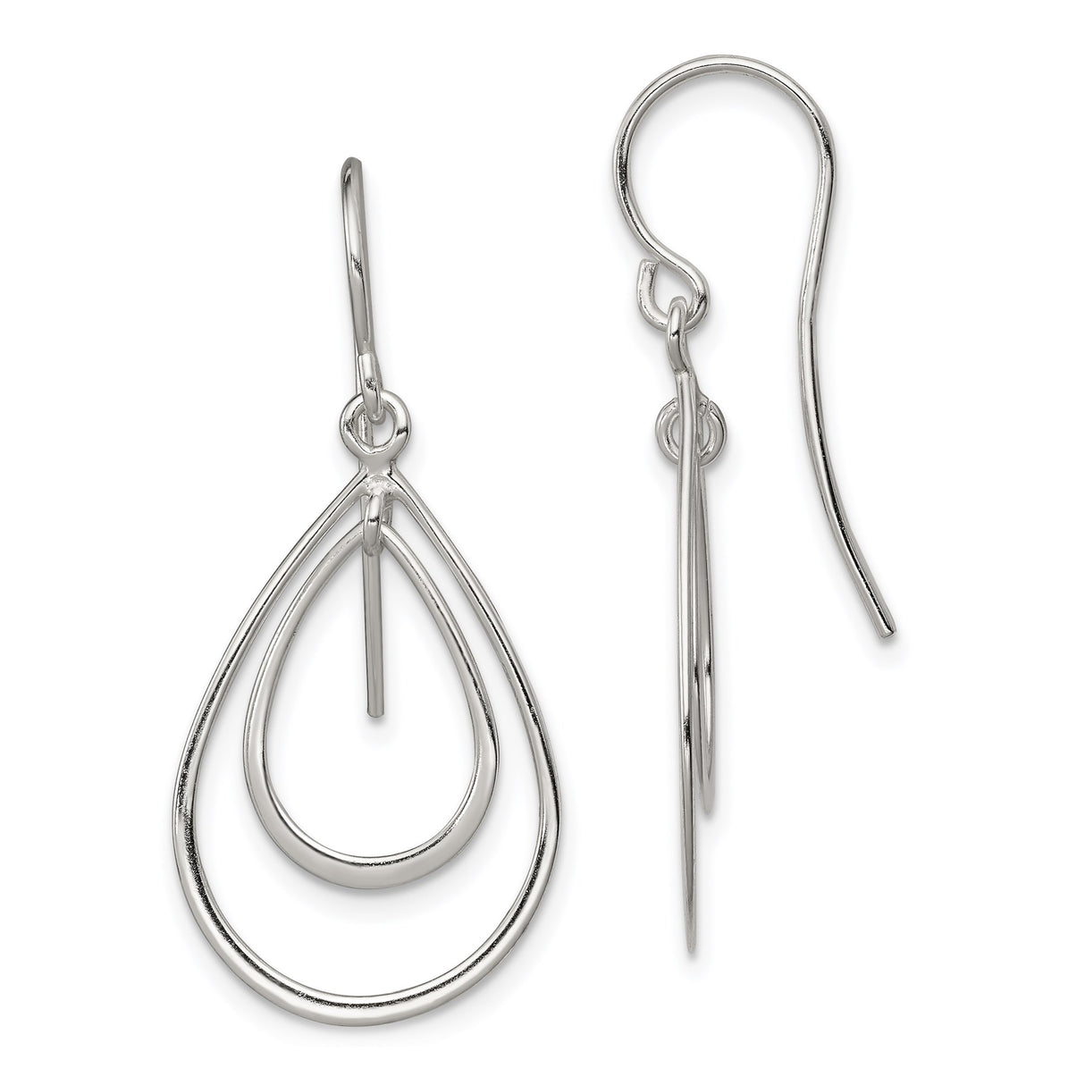 Sterling Silver Teardrop Dangle Earrings with Open Double Loop Design for Women