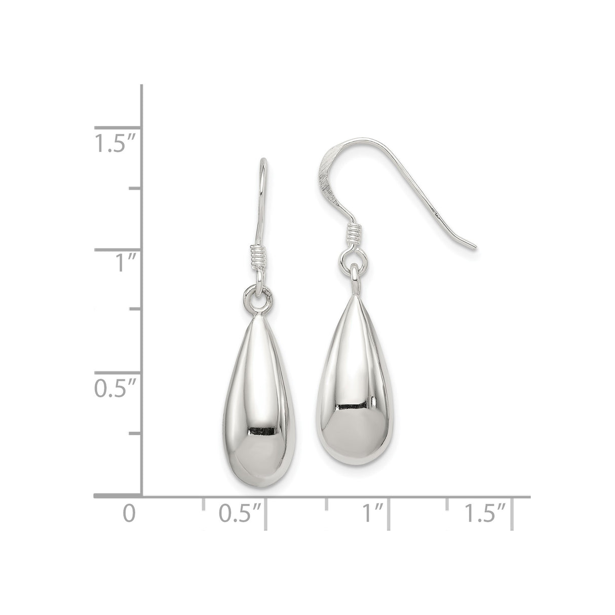 Sterling Silver Teardrop Dangle Earrings, Minimalist Polished Long Drop Style for Women
