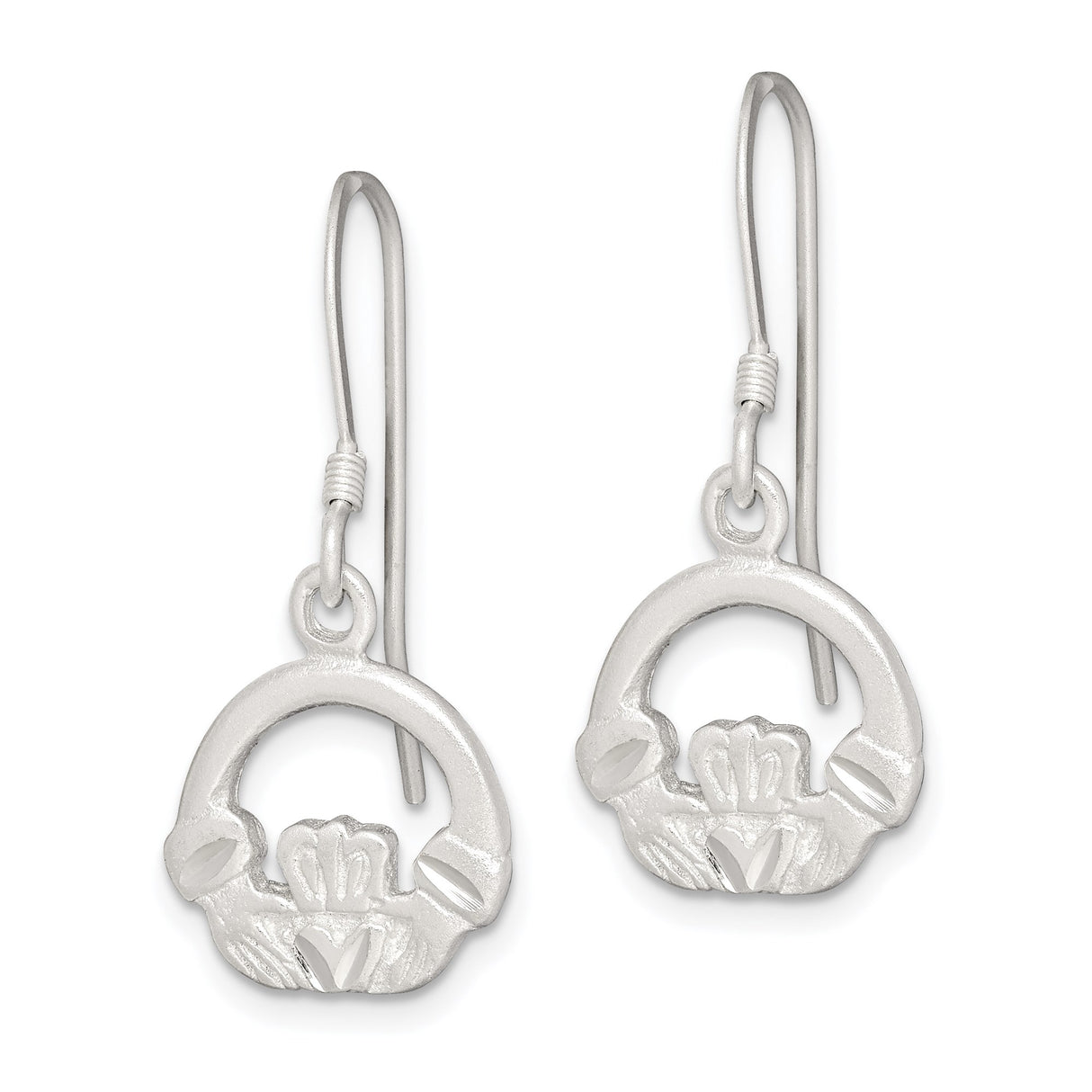Sterling Silver Claddagh Drop Earrings, Heart and Crown Celtic Design for Women