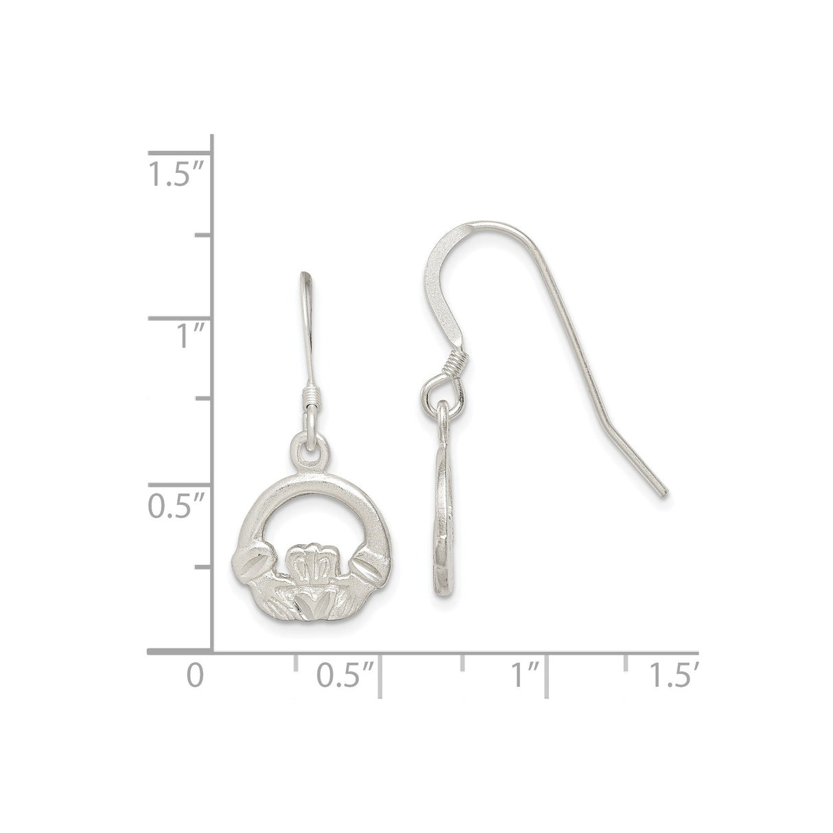 Sterling Silver Claddagh Drop Earrings, Heart and Crown Celtic Design for Women