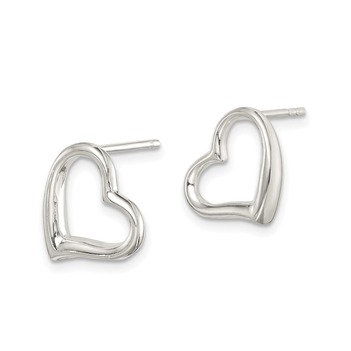 Sterling Silver Heart Stud Earrings, Open Hollow Design, Minimalist Romantic Style