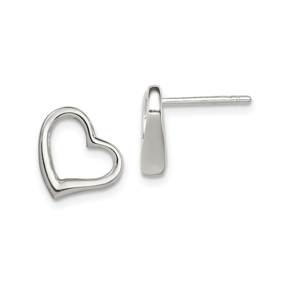 Sterling Silver Heart Stud Earrings, Open Hollow Design, Minimalist Romantic Style