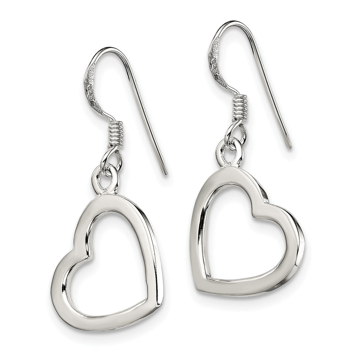 Sterling Silver Heart Dangle Earrings with Open Heart Charms, Romantic Drop Style Jewelry for Women