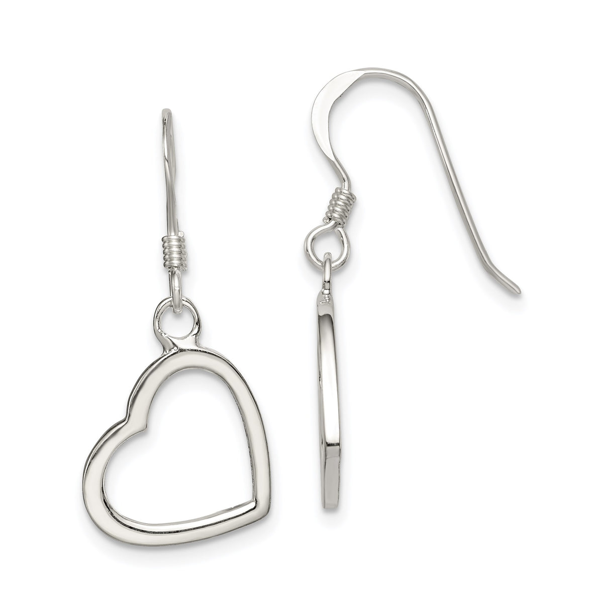 Sterling Silver Heart Dangle Earrings with Open Heart Charms, Romantic Drop Style Jewelry for Women