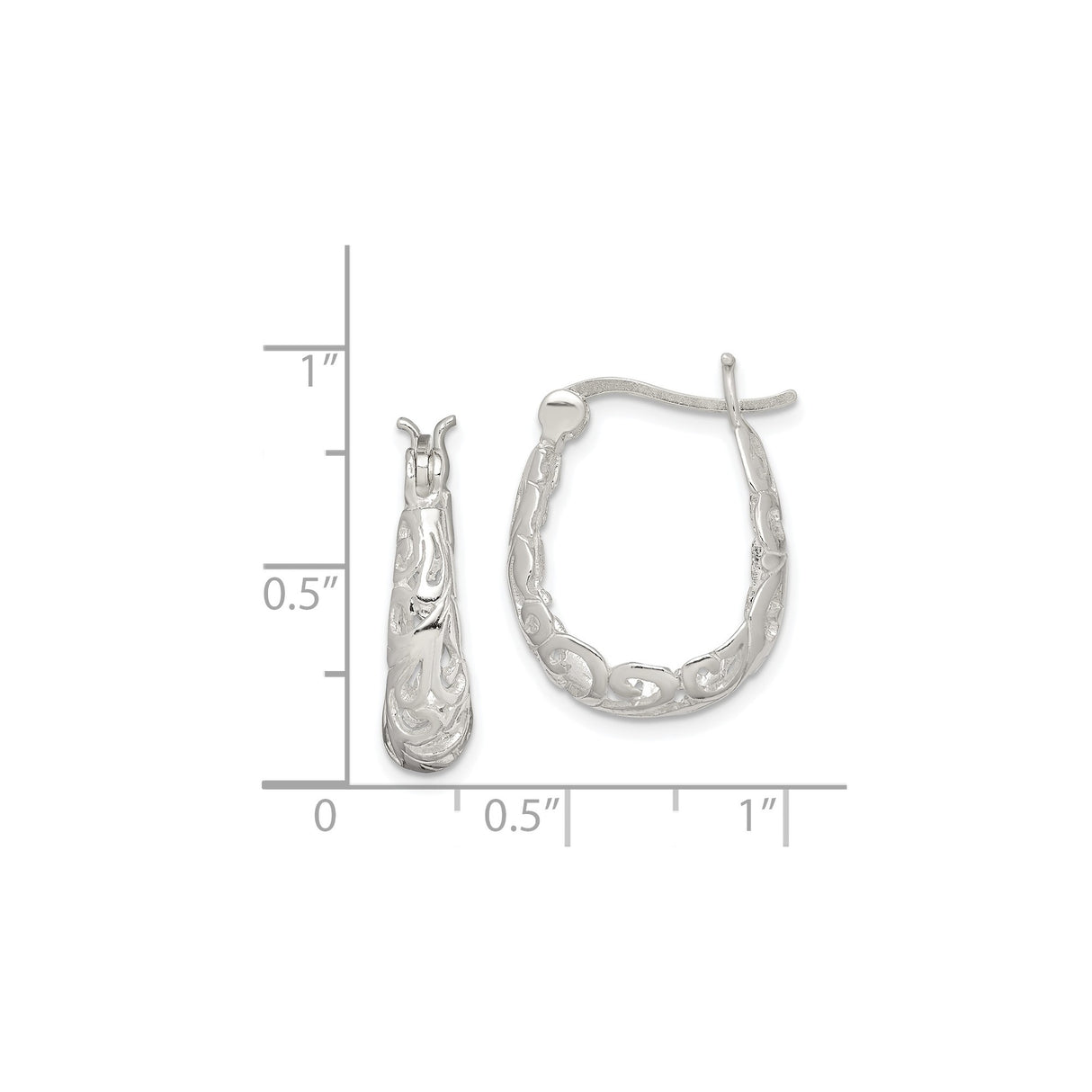 Sterling Silver Hoop Earrings with Swirl Filigree Openwork Scroll Design for Women