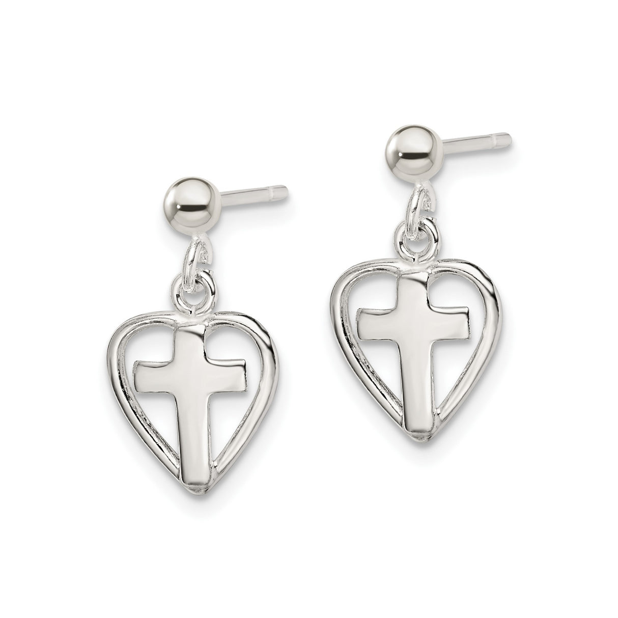 Sterling Silver Cross Pendant with Polished Minimal Design, Christian Faith Jewelry for Men and Women