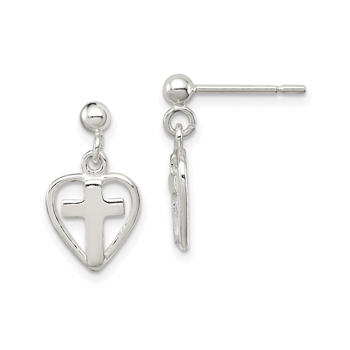 Sterling Silver Cross Pendant with Polished Minimal Design, Christian Faith Jewelry for Men and Women