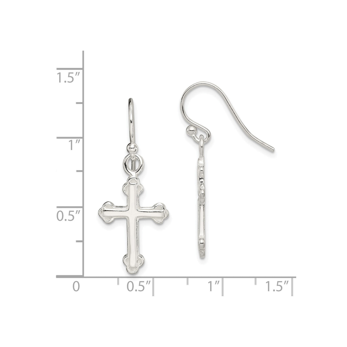 Sterling Silver Cross Pendant with Mirror Finish, Budded Design, Minimalist Christian Style