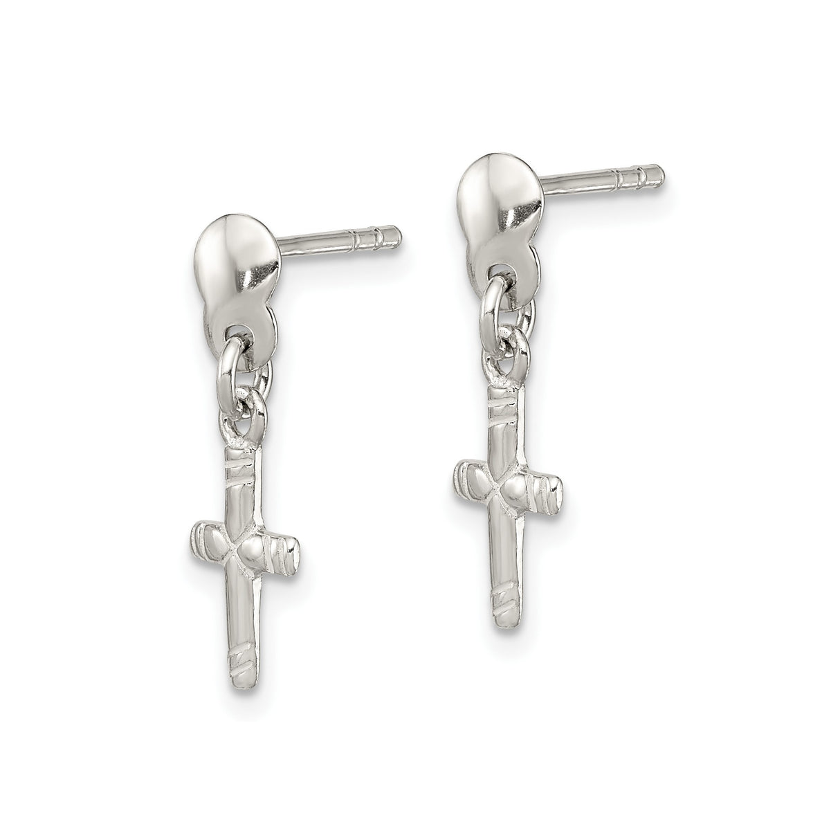 Sterling Silver Latin Cross Pendant with Polished and Textured Detailing for Men and Women