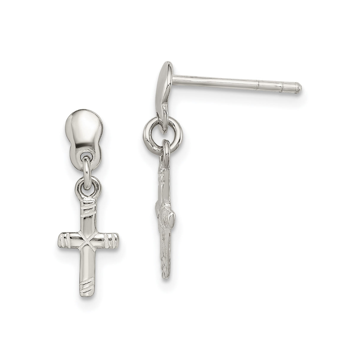 Sterling Silver Latin Cross Pendant with Polished and Textured Detailing for Men and Women