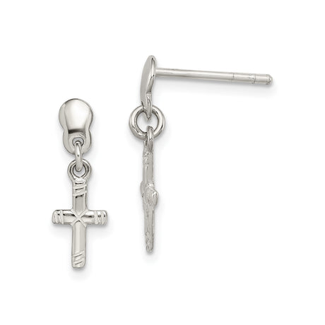 Sterling Silver Latin Cross Pendant with Polished and Textured Detailing for Men and Women