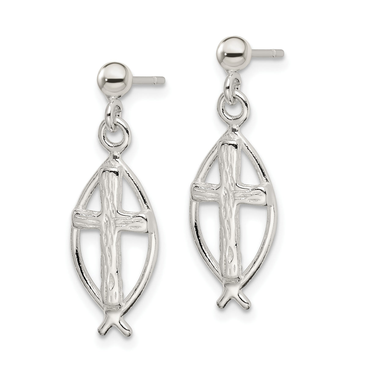 Sterling Silver Ichthus Cross Pendant with Modern Religious Design for Men and Women