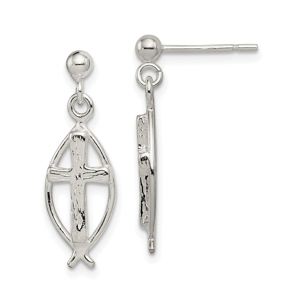 Sterling Silver Ichthus Cross Pendant with Modern Religious Design for Men and Women