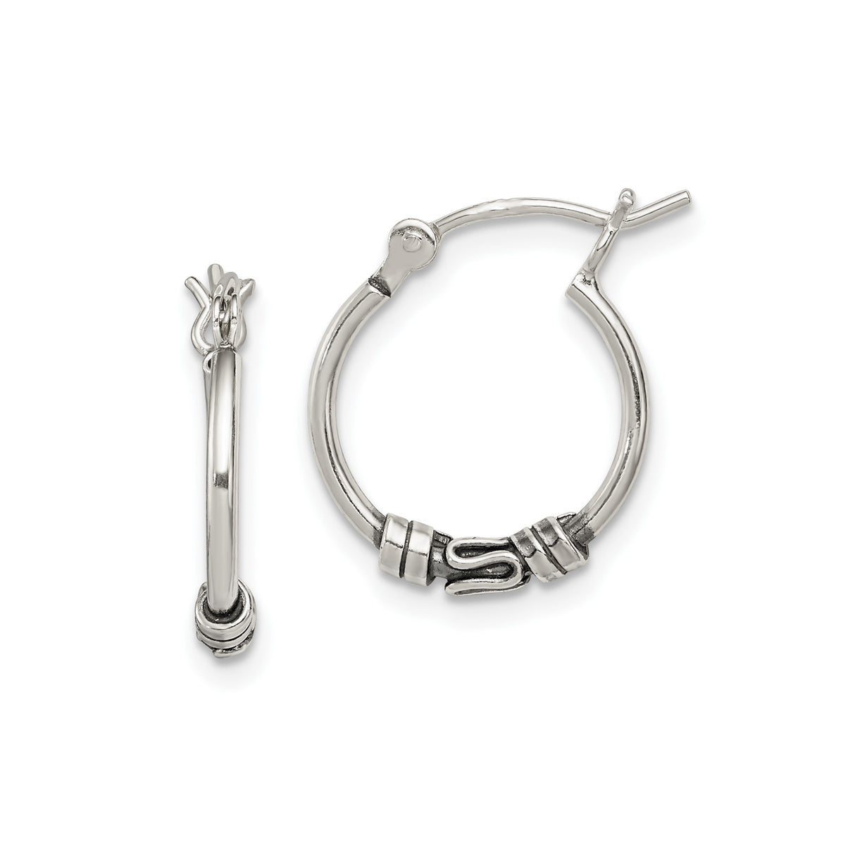 Sterling Silver Hoop Earrings with Handcrafted Wrap Coil, Tribal Boho Style