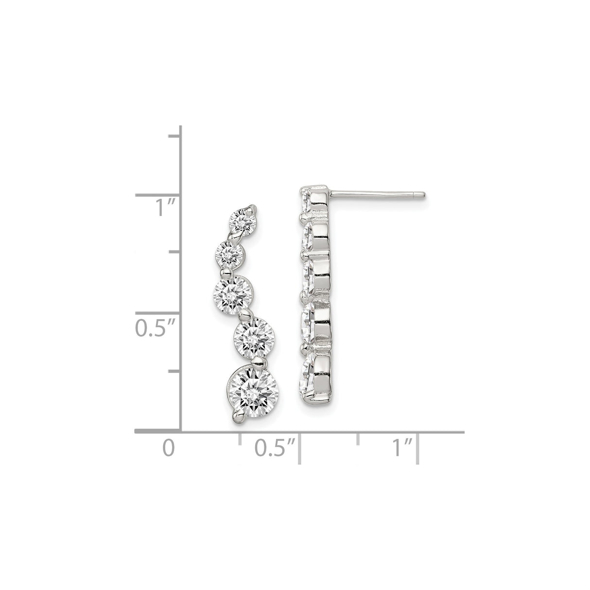 Sterling Silver Drop Dangle Earrings with Graduated Cubic Zirconia, Bridal and Evening Jewelry