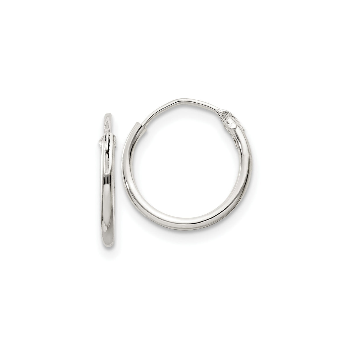 Sterling Silver Hoop Earrings, Small Lightweight Polished Hoops with Hinged Closure