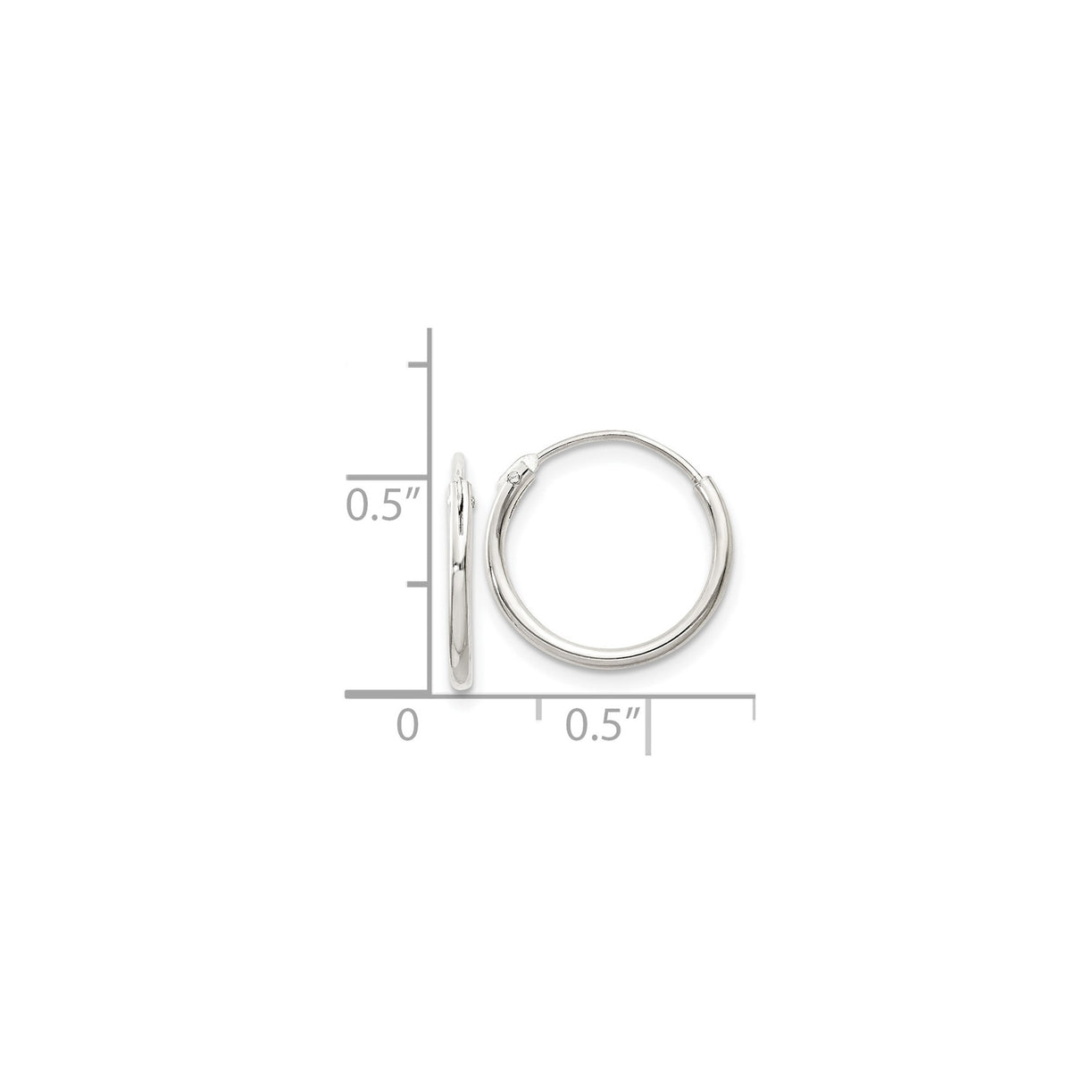 Sterling Silver Hoop Earrings, Lightweight Thin 1.3mm Polished Round Open Hoops for Women or Unisex Wear