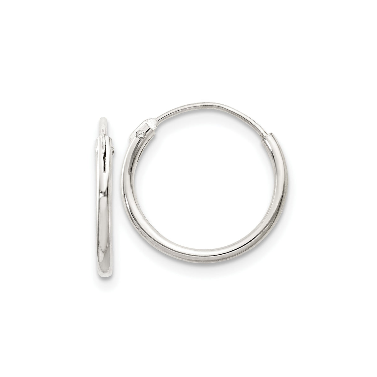 Sterling Silver Hoop Earrings, Lightweight Thin 1.3mm Polished Round Open Hoops for Women or Unisex Wear