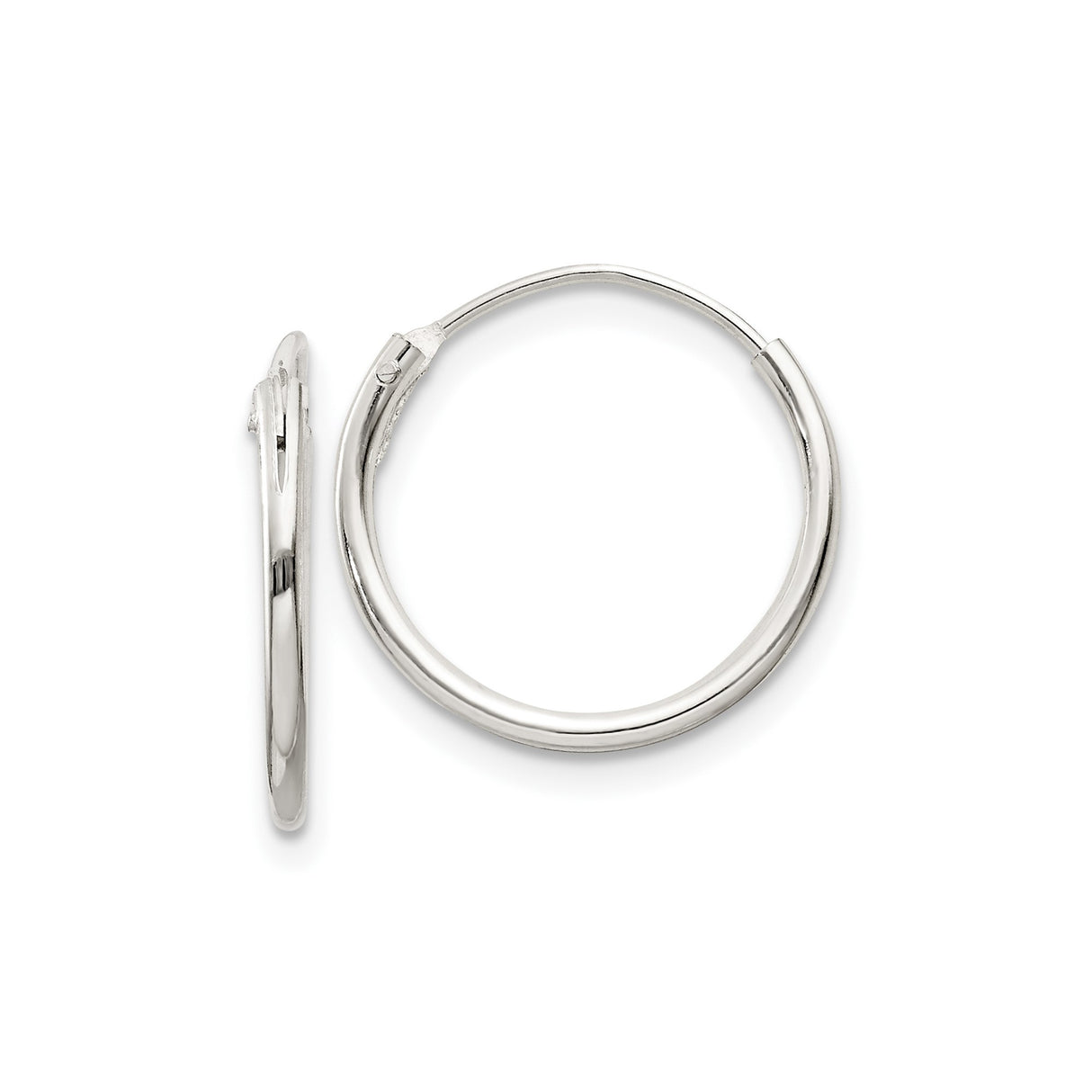 Sterling Silver Hoop Earrings, Classic Round Polished Design, Lightweight Minimalist Style