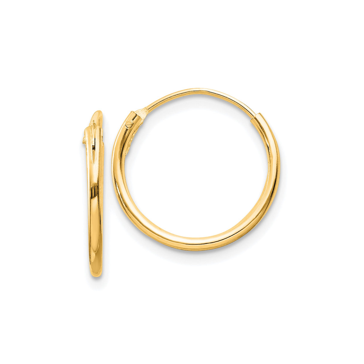 Sterling Silver Hoop Earrings, Gold Tone, Minimalist Polished Round Design for Women