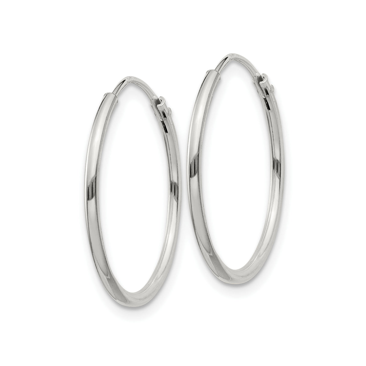 Sterling Silver Hoop Earrings, Polished Round Tube, Minimalist Endless Style for Women