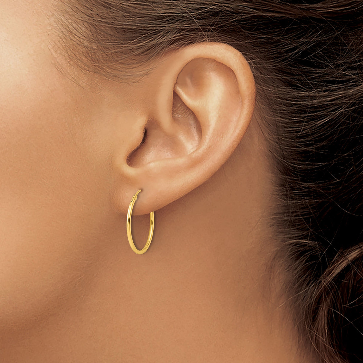 Sterling Silver Hoop Earrings, Polished Gold-Plated Round Minimalist Style for Women