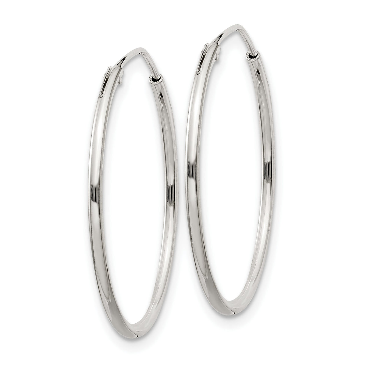 Sterling Silver Hoop Earrings, Lightweight 25mm Round Polished Minimalist Style for Women