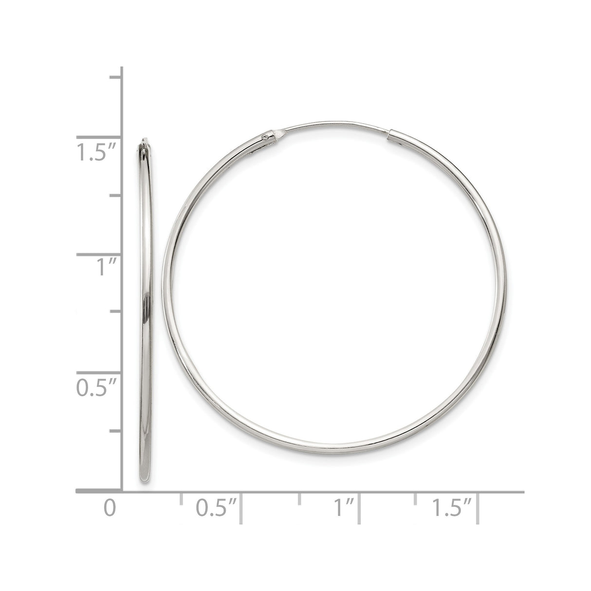 Sterling Silver Hoop Earrings, Classic Round Polished Lightweight Tube Design for Women