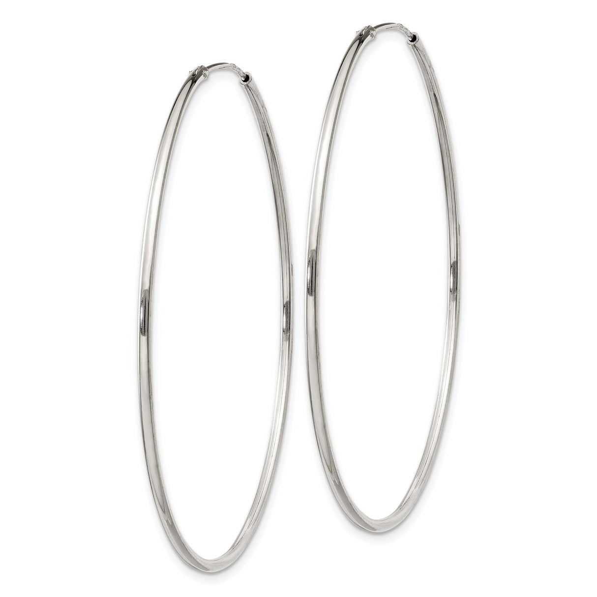 Sterling Silver Hoop Earrings, Large Lightweight Round Design with High Polish Finish