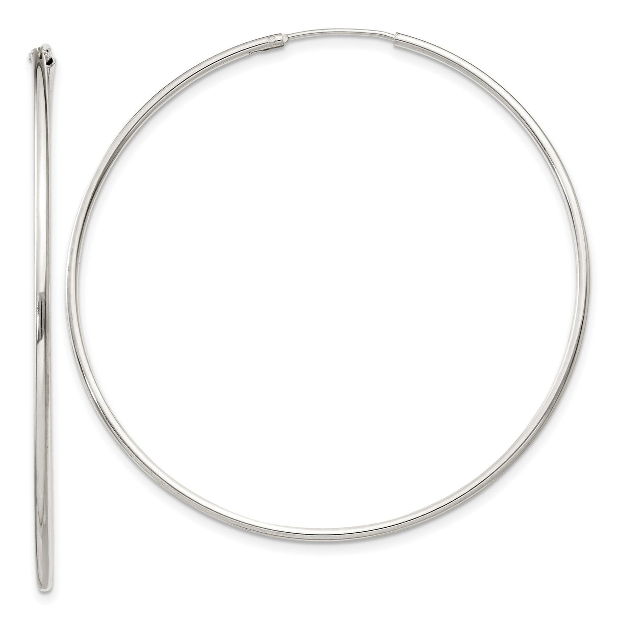 Sterling Silver Hoop Earrings, Large Lightweight Round Design with High Polish Finish