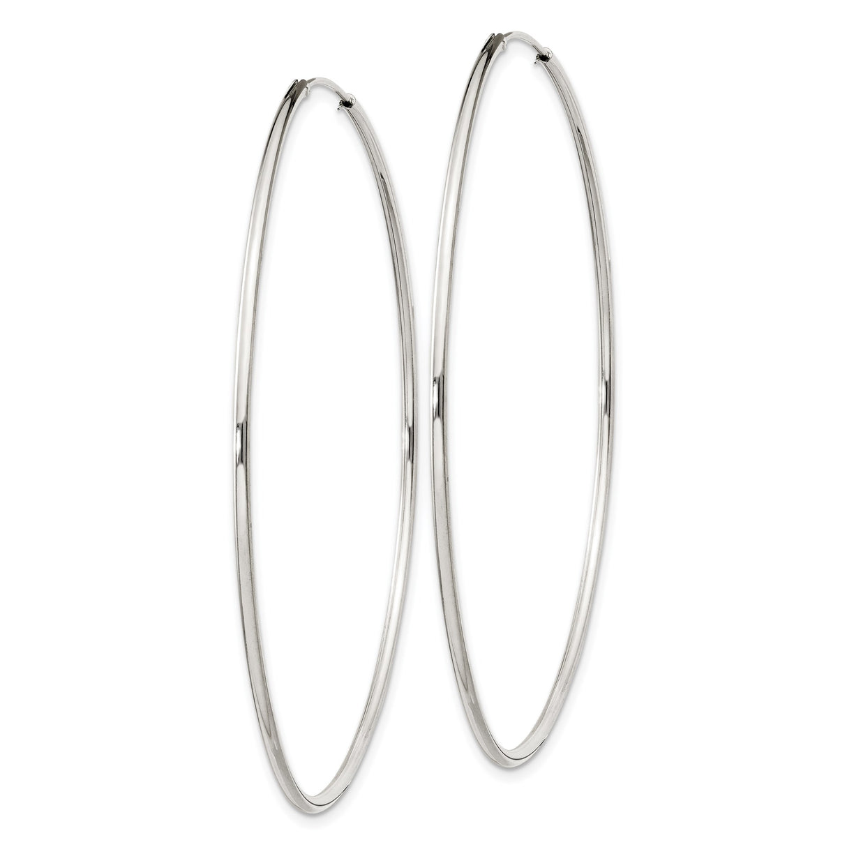Sterling Silver Hoop Earrings, Large Thin Round Minimalist Endless Design for Women
