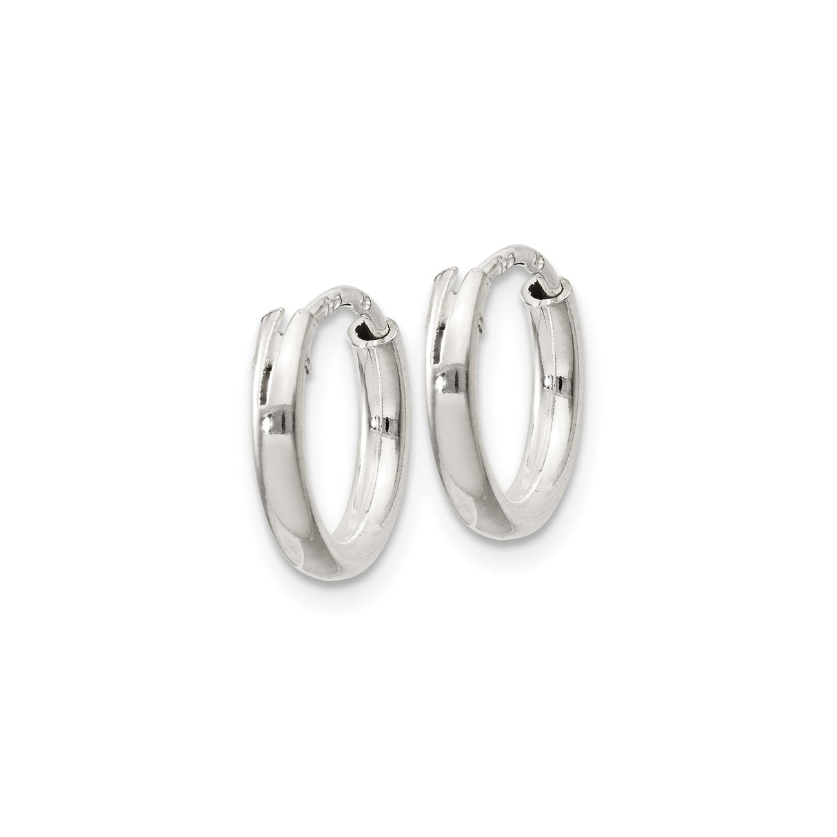 Sterling Silver Hoop Earrings, Smooth Polished Finish, Hinged Snap Closure, Minimalist Round Design
