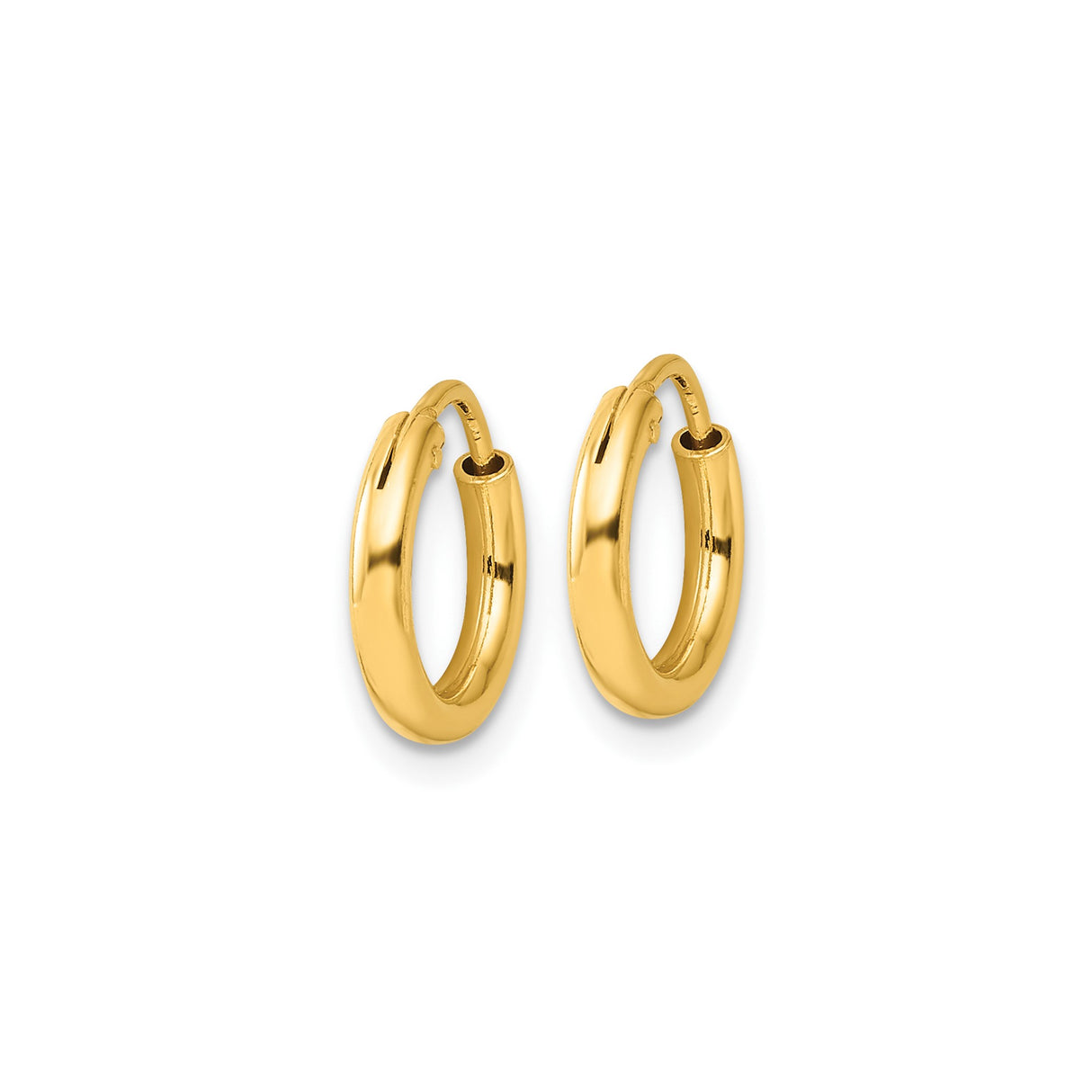 Sterling Silver Hoop Earrings, Gold-Plated Polished Finish, Seamless Hinged Design, Unisex Medium Hoops