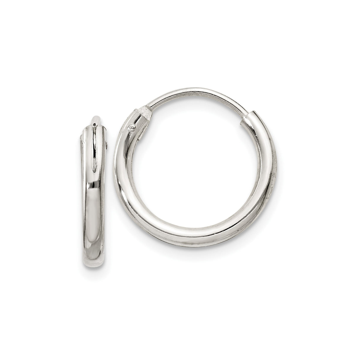 Sterling Silver Hoop Earrings, Polished Classic Round Design for Women and Unisex Wear