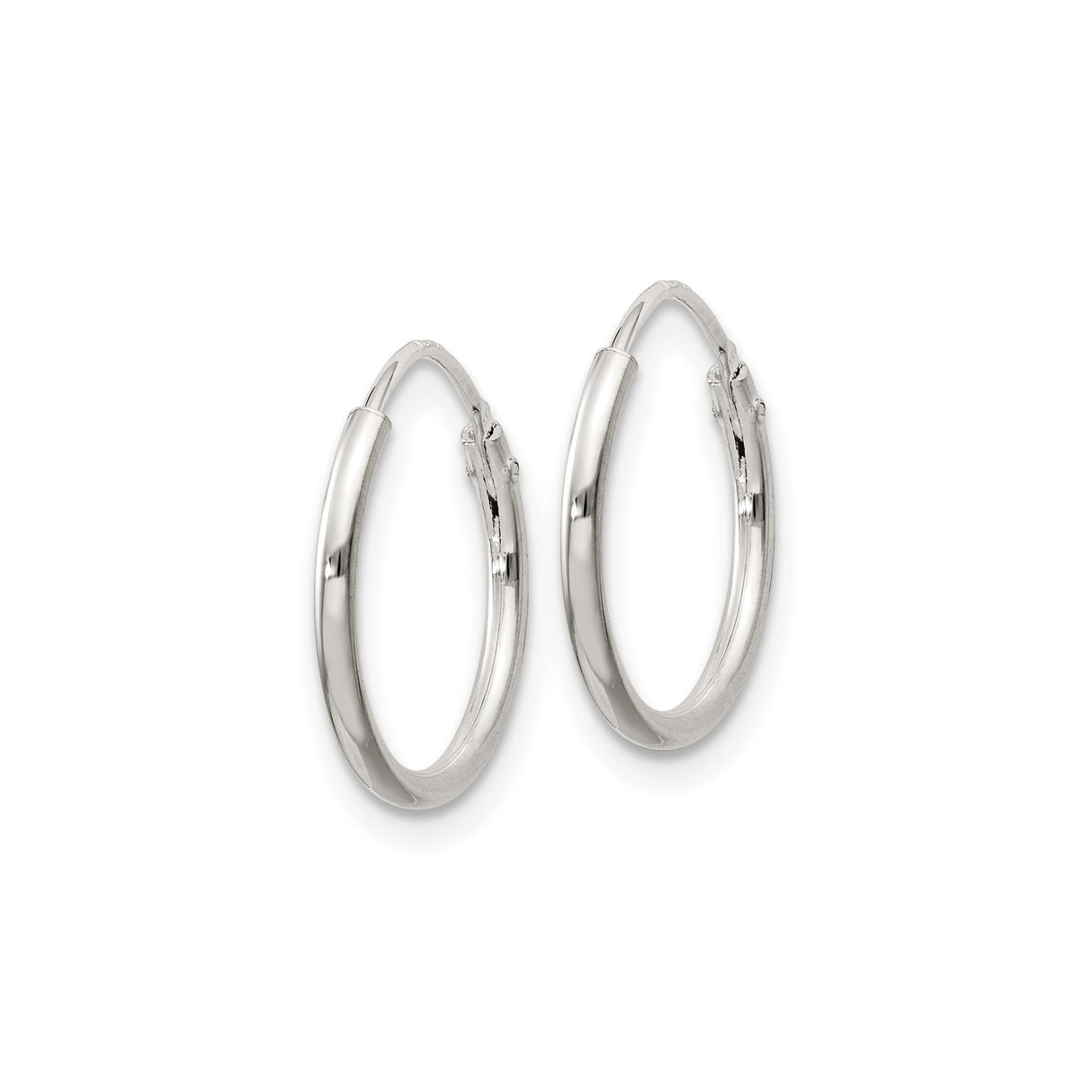 Sterling Silver Hoop Earrings, Classic Polished Endless Design, Lightweight Minimalist Style