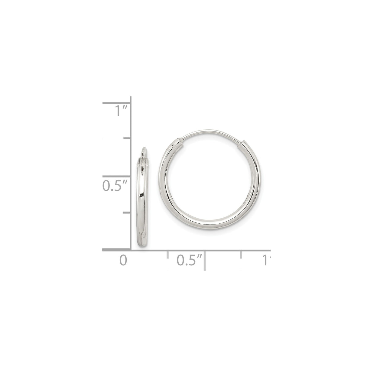 Sterling Silver Hoop Earrings, Classic Polished Endless Design, Lightweight Minimalist Style
