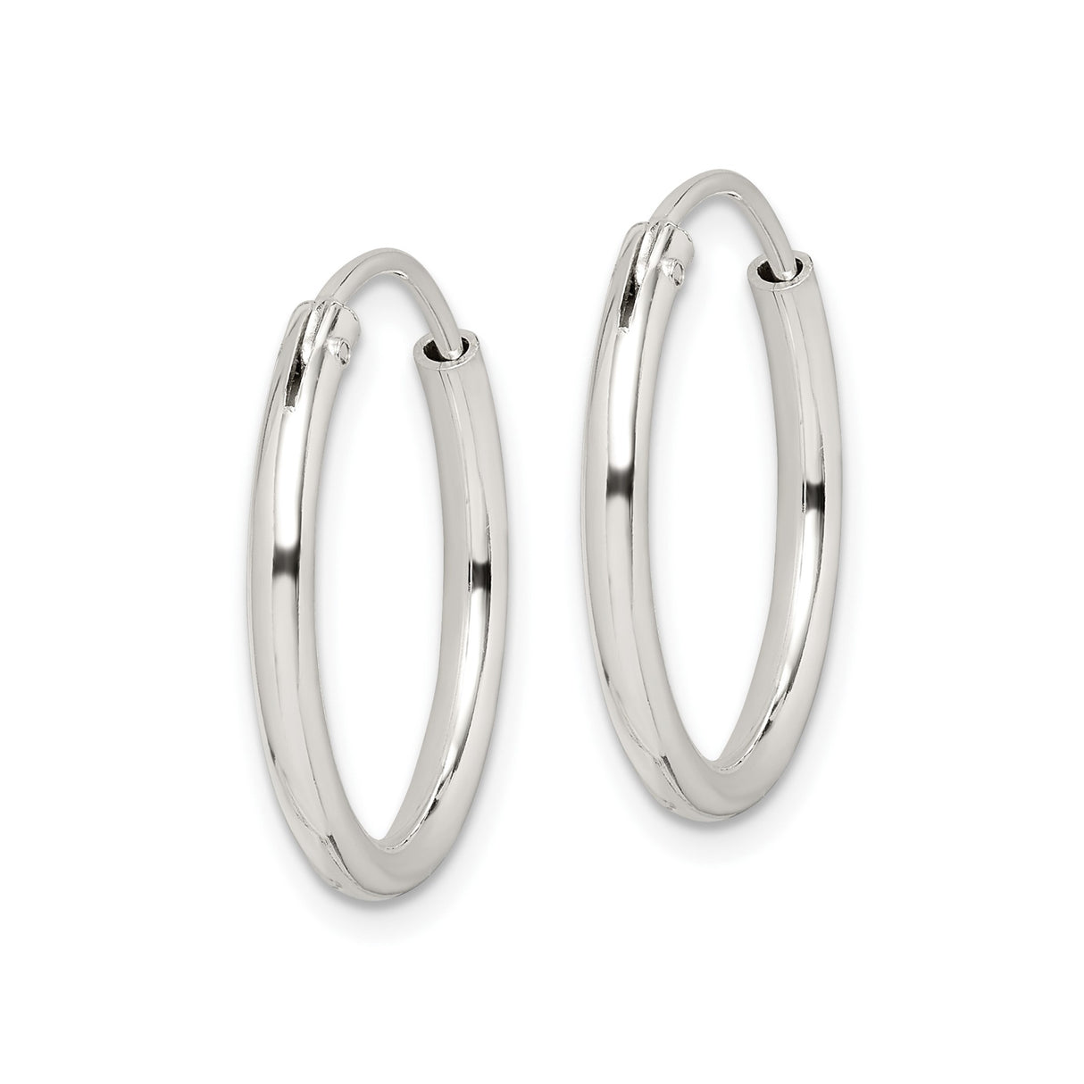 Sterling Silver Endless Hoop Earrings, 2mm Minimalist Polished Unisex Design