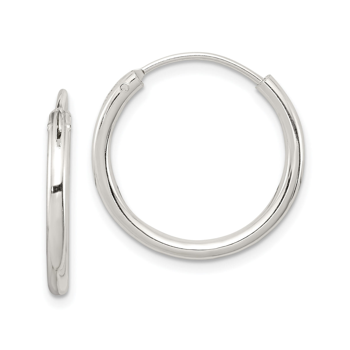 Sterling Silver Endless Hoop Earrings, 2mm Minimalist Polished Unisex Design